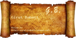 Girst Babett névjegykártya
